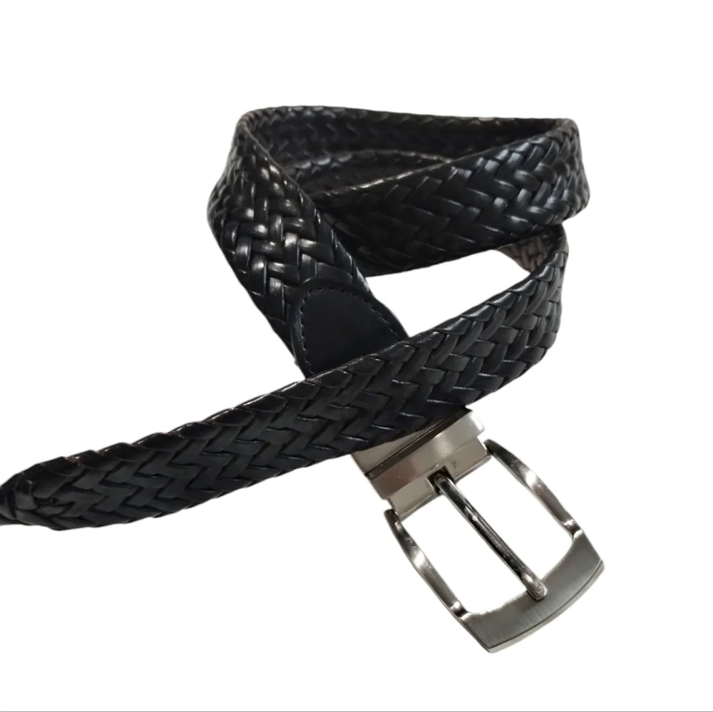 Joseph Abbound Reversible Black/Brown Leather Woven Belt Boys 26 Casual‎ Church